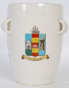 A large Goss crested motto ware pot for Celtic Cinerary, Cornwall with emblems and latin notation