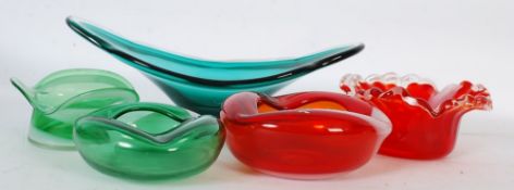 A collection of Italian Murano Art Glass to inclue bulbous and flared bowls etc ( see