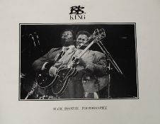 Music Memorabilia. An unframed 'BB King'  music poster. With central time lapse photograph, with