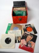 Record Box containing records from the 60's to include multiple Elvis, The Beatles multiple to