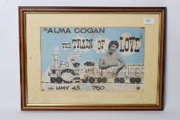 A framed and glazed shop promotional advertising poster for Alma Cogan 'The Train Of Love.'