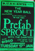 Music Memorabilia. An unframed 'Prefab Sprout' music gig / event  poster at Reading University'.