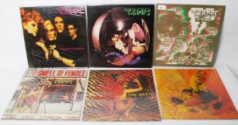 Six vinyl record albums by The Cramps to include The Smell of Female, A Date with Elvis, Stay