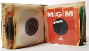 A vintage record case containing fantastic singles by Otis Redding, James Brown, Wilson Pickett,