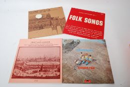 Four folk vinyl record albums to include Topic Sampler No1, A Soldiers life For me, Deep