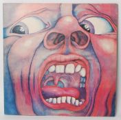 King Crimson in The Court Of The Crimson King. 1st issue pink vinyl record I textured lables.