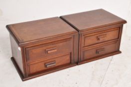 A pair of Edwardian mahogany desk top drawer / cabinets. Fixed to rear, each pedestal having 2