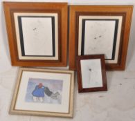 A collection of contemporary framed prints of abstract human studies in framed, being glazed. Some