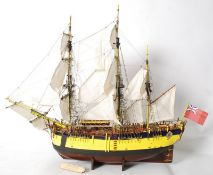 A 20th century hand built model of the Endeavor ship. Built to museum quality crafted model, with