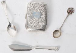 A hallmarked silver cigarette case for Birmingham 1899 by Marshall & Latimer together with 2