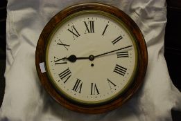 An office walnut cased wall clock with 35cm dial and single fusee movement