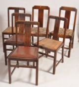 6 1930's Art Deco dining chairs, one being a set of 4, the other a pair. All with drop in seats,