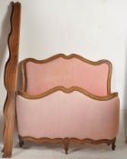 A 1930's Art Deco French walnut upholstered Corbeille single bed. Upholstered in the original pink