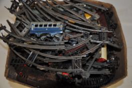 A quantity of vintage tinplate Hornby (and others) railway train set accessories to include