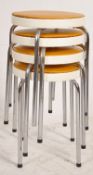 A set of 4 retro Terence Conran chrome and vinyl upholstered stools bearing stamps to the