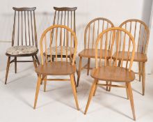 2 pairs of Ercol dining chairs together with a similar pair of chairs ( 6 in total)