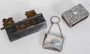 A Chester hallmarked rococo silver matchbox vesta having illegible makers mark and date, possibly
