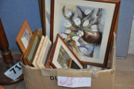 A large selection of framed pictures, oils, prints etc