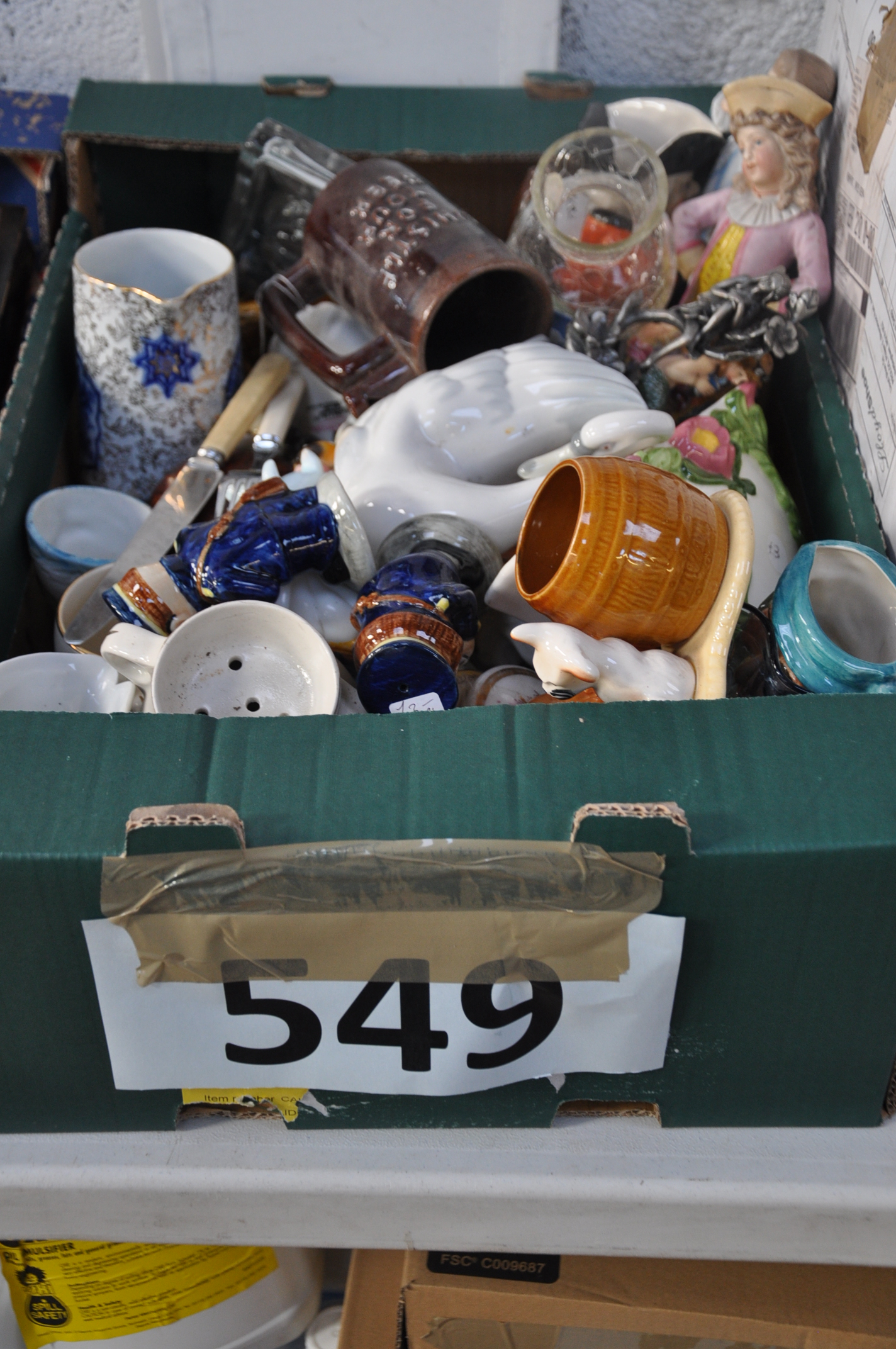 Wedgwoood jasperware, conserve jars, wall pocket, crown devon, bisque figures , toby jug, crackle