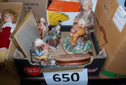 Three Capodimonte figurines with certificates including Grandads Tales, Diplomats and Bachelor.