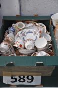 A good mixed box of period china to include Crown Ducal, Crescent, Victorian and others