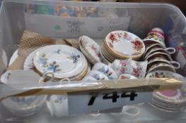 A collection of part tea sets to include Paragon Blue Mist, and Royal Albert Country Fayre and