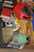 A large mixed lot to include glassware, boxing helmet, retro advertising ashtrays, books, games etc