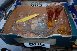 A box of glasswares to include vases etc.