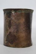 A silver Chesterfield hallmarked christening mug bearing a Latin notation dated 1911