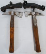 A pair of vintage fireman's / firefighting axes, one marked 'Elwell'. From a Bristol firestation