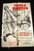 A large vintage cinema advertising movie film poster for Single Fighter - with notation to base
