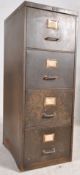 An original 1940's sheet metal original 4 drawer ofice filing cabinet. The upright body painted