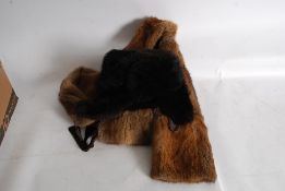 A good vintage fur coat with lined interior 3/4 length together with a Russian fur hat having
