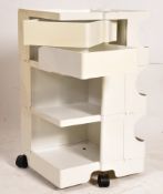 A retro 1970's Joe Columbo Boby trolley standing on castors and having two twist out drawers,