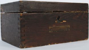 A Victorian 19th century pine sailors diddy box / sea chest having brass notation plaque to front.
