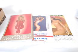 A 1973 Pirelli tyres calendar along with a 1993 Avon Tyres calendar and two others from the 1970'