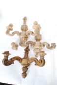 A pair of Georgian style wooden wall candelabra / sconces of rococo form together with a 3rd near