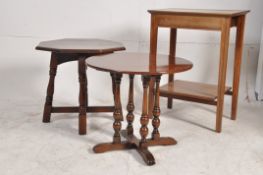 A good Chinese hardwood occasional table together with 2 20th century oak side tables, circa 1930'