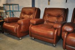 A good 1970's retro Danish influence 3 piece suite consisting of 2 armchairs and a 3 seat sofa,