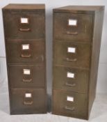 2 original 1940's sheet metal original 4 drawer filing cabinets. The upright bodies painted original