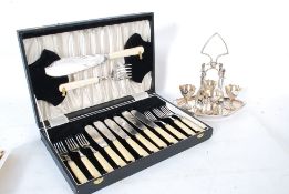A Joseph Rodgers cased Sheffield silver plate cutlery set to include fish knives and forks, along