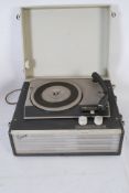 A vintage Civic portable record player set within vinyl covered case having a fitted Monarch