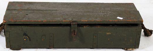 A 20th century military army gun carrying wooden case filled with military multi-plug electrical