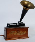 A 20th century reproduction Thomas Home Phonograph, being electric powered with tape deck.