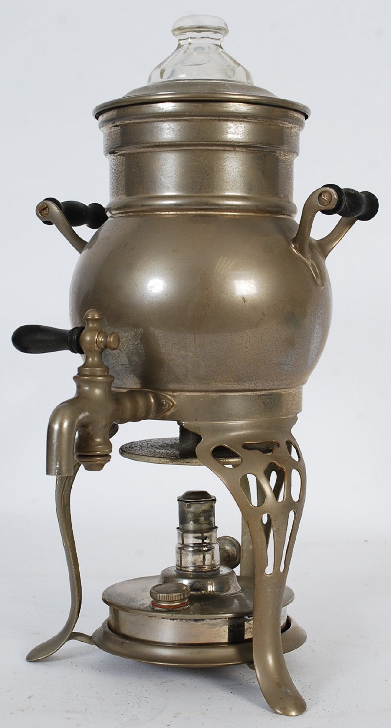 A vintage silver plate spirit kettle / burner, stamped Made In USA to underneath.