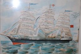 An unusual framed and glazed print of the gospel ship