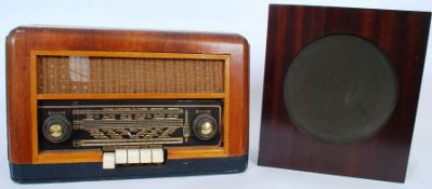 A vintage Regentone radio along with a vintage wooden cased speaker