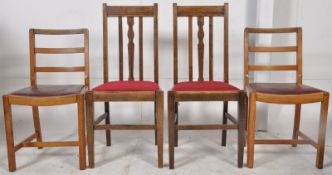4 1930's Art Deco  chairs, 2 pairs, the railed back rests to 2, the other 2 being slatted