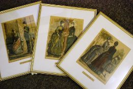 3 19th century coloured line engraving folio prints along with an Australian raised relief