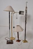 A 1930's Art Deco chrome standard lamp together with a wooden art deco table lamp and a victorian